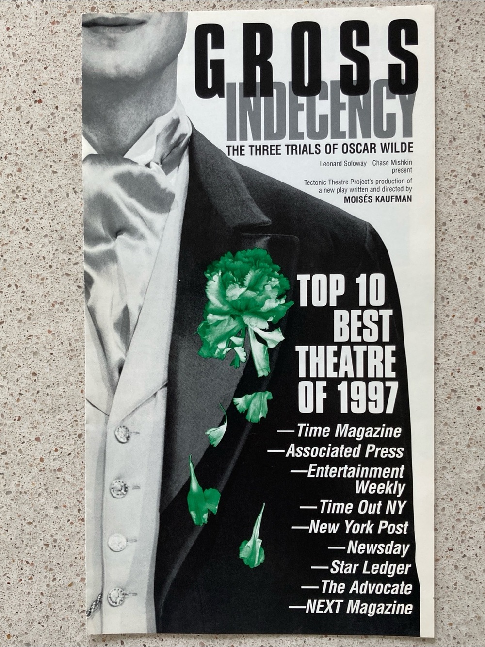 3 Panel Flyer / Mailer 9X5  Gross Indecency  1997 OSCAR WILDE Play Address Label